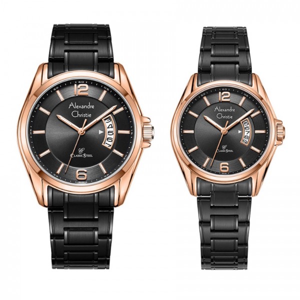 Alexandre Christie AC 8684 Rosegold Black Couple Alexandre Christie AC 8684 Rosegold Black Couple